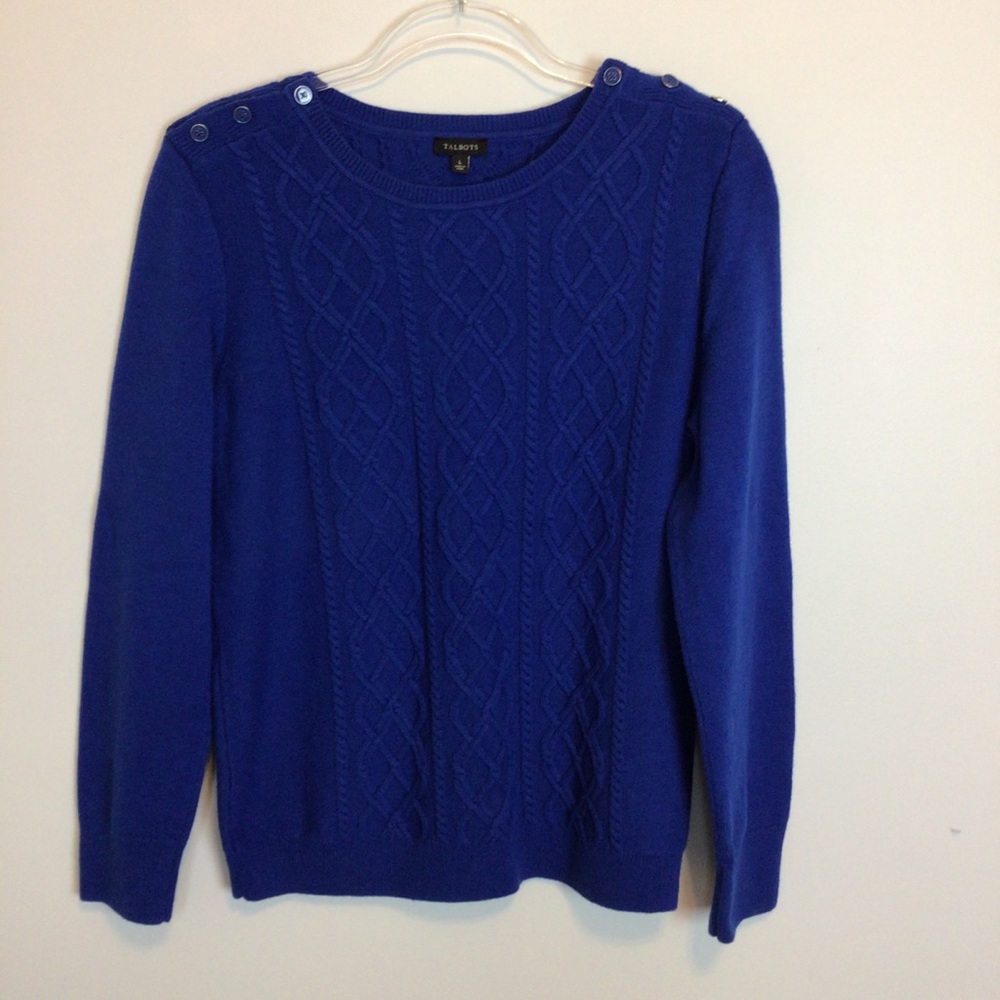 Talbots,Sz L, Royal Blue, wool nylon blend sweater